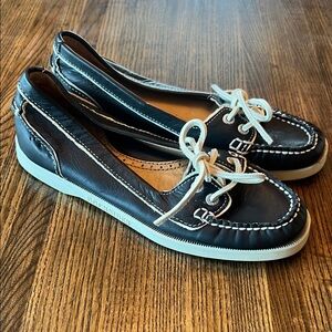 Sebago Black and White Leather Loafers